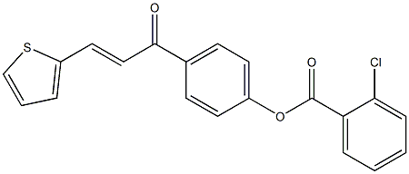 4-[(E)-3-(2-thienyl)-2-propenoyl]phenyl 2-chlorobenzenecarboxylate Struktur