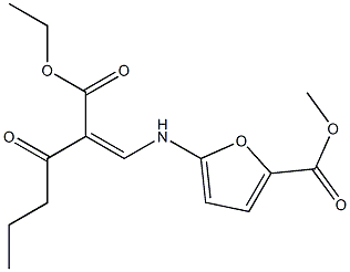 methyl 5-{[2-(ethoxycarbonyl)-3-oxohex-1-enyl]amino}-2-furoate Struktur