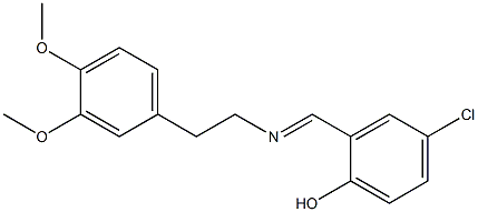 4-chloro-2-{[(3,4-dimethoxyphenethyl)imino]methyl}phenol Struktur