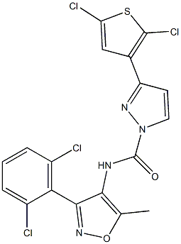 N1-[3-(2,6-dichlorophenyl)-5-methylisoxazol-4-yl]-3-(2,5-dichloro-3-thienyl)-1H-pyrazole-1-carboxamide Struktur