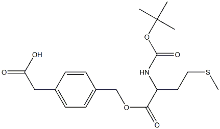 2-[4-({[2-[(tert-butoxycarbonyl)amino]-4-(methylthio)butanoyl]oxy}methyl)phenyl]acetic acid Struktur