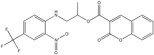 1-methyl-2-[2-nitro-4-(trifluoromethyl)anilino]ethyl 2-oxo-2H-chromene-3-carboxylate Struktur