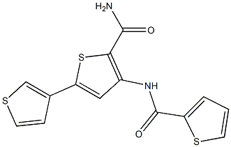 5-(3-thieny)-3-[(2-thienylcarbonyl)amino]thiophene-2-carboxamide Struktur