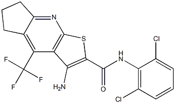 3-amino-N-(2,6-dichlorophenyl)-4-(trifluoromethyl)-6,7-dihydro-5H-cyclopenta[b]thieno[3,2-e]pyridine-2-carboxamide Struktur