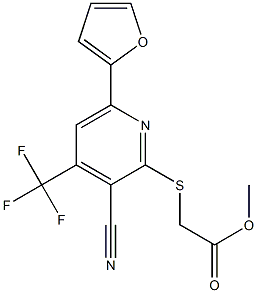 methyl 2-{[3-cyano-6-(2-furyl)-4-(trifluoromethyl)-2-pyridinyl]sulfanyl}acetate Struktur