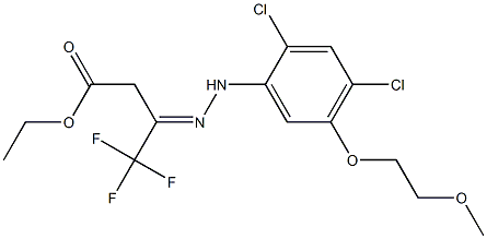 ethyl 3-{(E)-2-[2,4-dichloro-5-(2-methoxyethoxy)phenyl]hydrazono}-4,4,4-trifluorobutanoate Struktur