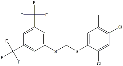 1,5-dichloro-2-[({[3,5-di(trifluoromethyl)phenyl]thio}methyl)thio]-4-methyl benzene Struktur