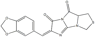 2-(1,3-benzodioxol-5-ylmethylene)-5a,6-dihydro-5H-imidazo[2',1':2,3]imidazo[1,5-c][1,3]thiazole-3,5(2H)-dione Struktur