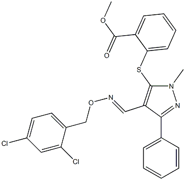 methyl 2-{[4-({[(2,4-dichlorobenzyl)oxy]imino}methyl)-1-methyl-3-phenyl-1H-pyrazol-5-yl]sulfanyl}benzenecarboxylate Struktur