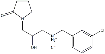 N-(3-chlorobenzyl)-2-hydroxy-3-(2-oxo-1-pyrrolidinyl)-1-propanaminium chloride Struktur