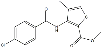 methyl 3-[(4-chlorobenzoyl)amino]-4-methyl-2-thiophenecarboxylate Struktur