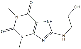 8-[(2-hydroxyethyl)amino]-1,3-dimethyl-2,3,6,7-tetrahydro-1H-purine-2,6-dione Struktur