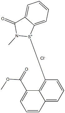 1-[8-(methoxycarbonyl)-1-naphthyl]-2-methyl-3-oxo-2,3-dihydrobenzo[d]isothiazol-1-ium chloride Struktur