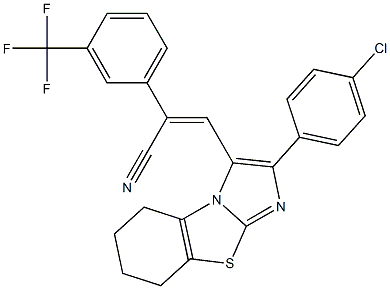 (Z)-3-[2-(4-chlorophenyl)-5,6,7,8-tetrahydroimidazo[2,1-b][1,3]benzothiazol-3-yl]-2-[3-(trifluoromethyl)phenyl]-2-propenenitrile Struktur