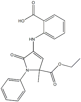 2-{[5-(ethoxycarbonyl)-5-methyl-2-oxo-1-phenyl-2,5-dihydro-1H-pyrrol-3-yl]a mino}benzoic acid Struktur