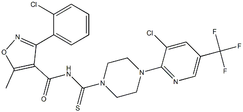 3-(2-chlorophenyl)-N-({4-[3-chloro-5-(trifluoromethyl)-2-pyridinyl]piperazino}carbothioyl)-5-methyl-4-isoxazolecarboxamide Struktur