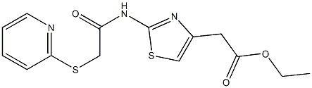 ethyl 2-(2-{[2-(2-pyridylthio)acetyl]amino}-1,3-thiazol-4-yl)acetate Struktur