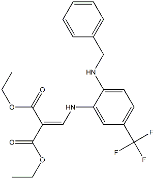 diethyl 2-{[2-(benzylamino)-5-(trifluoromethyl)anilino]methylidene}malonate Struktur