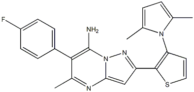 2-[3-(2,5-dimethyl-1H-pyrrol-1-yl)-2-thienyl]-6-(4-fluorophenyl)-5-methylpyrazolo[1,5-a]pyrimidin-7-amine Struktur