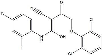 (Z)-2-[2-(2,6-dichlorophenoxy)acetyl]-3-(2,4-difluoroanilino)-3-hydroxy-2-propenenitrile Struktur