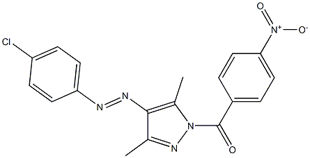 {4-[2-(4-chlorophenyl)diaz-1-enyl]-3,5-dimethyl-1H-pyrazol-1-yl}(4-nitrophenyl)methanone Struktur