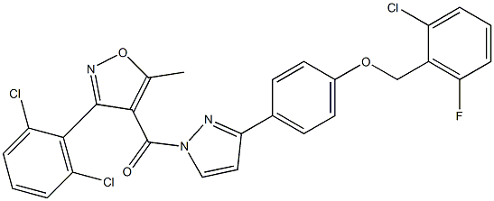 (3-{4-[(2-chloro-6-fluorobenzyl)oxy]phenyl}-1H-pyrazol-1-yl)[3-(2,6-dichlorophenyl)-5-methyl-4-isoxazolyl]methanone Struktur