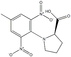 (2R)-1-(4-methyl-2,6-dinitrophenyl)tetrahydro-1H-pyrrole-2-carboxylic acid Struktur