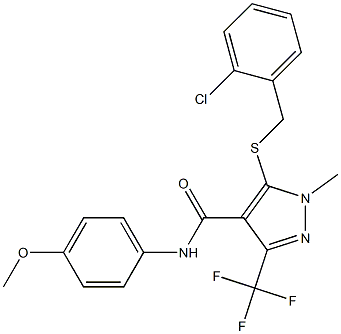 5-[(2-chlorobenzyl)sulfanyl]-N-(4-methoxyphenyl)-1-methyl-3-(trifluoromethyl)-1H-pyrazole-4-carboxamide Struktur