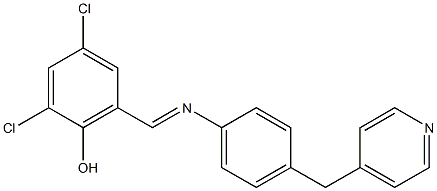 2,4-dichloro-6-({[4-(4-pyridylmethyl)phenyl]imino}methyl)phenol Struktur