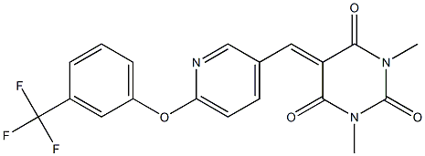 1,3-dimethyl-5-({6-[3-(trifluoromethyl)phenoxy]-3-pyridinyl}methylene)-2,4,6(1H,3H,5H)-pyrimidinetrione Struktur