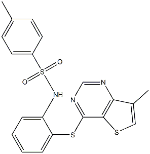 N1-{2-[(7-methylthieno[3,2-d]pyrimidin-4-yl)thio]phenyl}-4-methylbenzene-1-sulfonamide Struktur