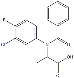 2-(benzoyl-3-chloro-4-fluoroanilino)propanoic acid Struktur