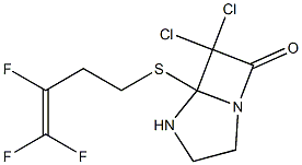 6,6-dichloro-5-[(3,4,4-trifluoro-3-butenyl)sulfanyl]-1,4-diazabicyclo[3.2.0]heptan-7-one Struktur