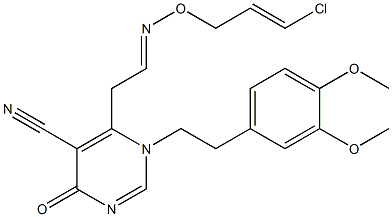 6-(2-{[(3-chloro-2-propenyl)oxy]imino}ethyl)-1-(3,4-dimethoxyphenethyl)-4-oxo-1,4-dihydro-5-pyrimidinecarbonitrile Struktur