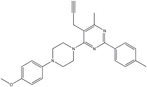 4-[4-(4-methoxyphenyl)piperazino]-6-methyl-2-(4-methylphenyl)-5-(2-propynyl)pyrimidine Struktur