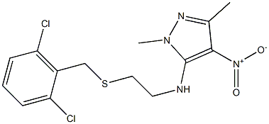 N5-{2-[(2,6-dichlorobenzyl)thio]ethyl}-1,3-dimethyl-4-nitro-1H-pyrazol-5-amine Struktur