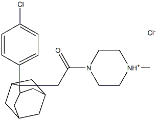 1-{2-[2-(4-chlorophenyl)-2-adamantyl]acetyl}-4-methylhexahydropyrazin-4-ium chloride Struktur