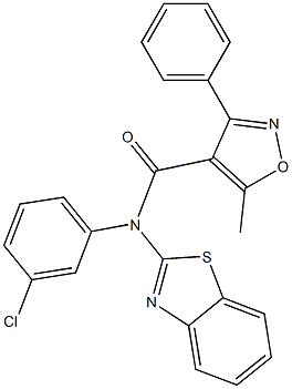 N4-(1,3-benzothiazol-2-yl)-N4-(3-chlorophenyl)-5-methyl-3-phenylisoxazole-4-carboxamide Struktur