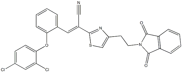 (E)-3-[2-(2,4-dichlorophenoxy)phenyl]-2-{4-[2-(1,3-dioxo-1,3-dihydro-2H-isoindol-2-yl)ethyl]-1,3-thiazol-2-yl}-2-propenenitrile Struktur