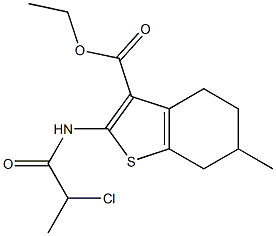 2-(2-Chloro-propionylamino)-6-methyl-4,5,6,7-tetrahydro-benzo[b]thiophene-3-carboxylic acid ethyl ester Struktur