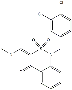 1-(3,4-dichlorobenzyl)-3-[(dimethylamino)methylidene]-1,2,3,4-tetrahydro-2lambda~6~,1-benzothiazine-2,2,4-trione Struktur