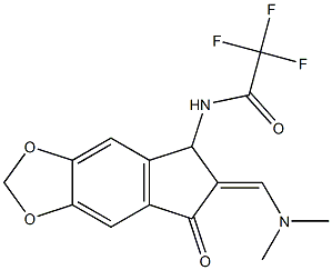 N-{6-[(Z)-(dimethylamino)methylidene]-7-oxo-5,7-dihydro-6H-indeno[5,6-d][1,3]dioxol-5-yl}-2,2,2-trifluoroacetamide Struktur