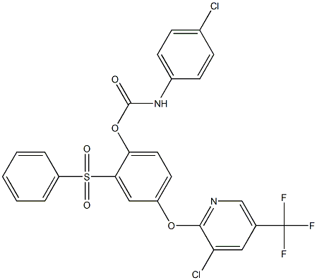 4-{[3-chloro-5-(trifluoromethyl)-2-pyridinyl]oxy}-2-(phenylsulfonyl)phenyl N-(4-chlorophenyl)carbamate Struktur