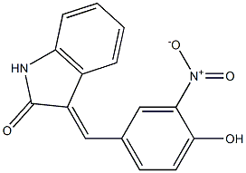 3-[(4-hydroxy-3-nitrophenyl)methylene]-1,3-dihydro-2H-indol-2-one Struktur