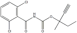 1-ethyl-1-methylprop-2-ynyl N-(2,6-dichlorobenzoyl)carbamate Struktur