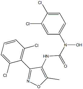 N-(3,4-dichlorophenyl)-N'-[3-(2,6-dichlorophenyl)-5-methylisoxazol-4-yl]-N-hydroxyurea Struktur