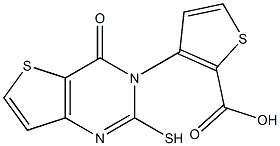 3-(2-mercapto-4-oxo-3,4-dihydrothieno[3,2-d]pyrimidin-3-yl)thiophene-2-carboxylic acid Struktur