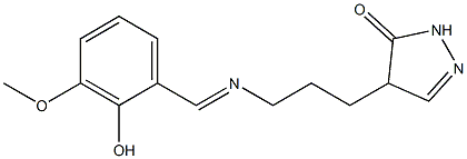 4-{3-[(2-hydroxy-3-methoxybenzylidene)amino]propyl}-4,5-dihydro-1H-pyrazol-5-one Struktur