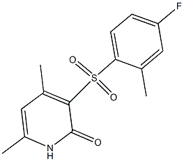 3-[(4-fluoro-2-methylphenyl)sulfonyl]-4,6-dimethyl-2(1H)-pyridinone Struktur