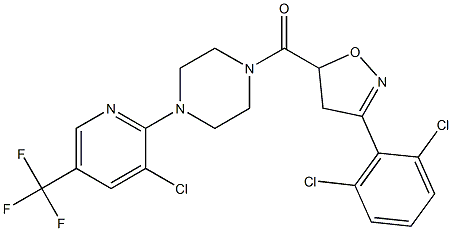 {4-[3-chloro-5-(trifluoromethyl)-2-pyridinyl]piperazino}[3-(2,6-dichlorophenyl)-4,5-dihydro-5-isoxazolyl]methanone Struktur